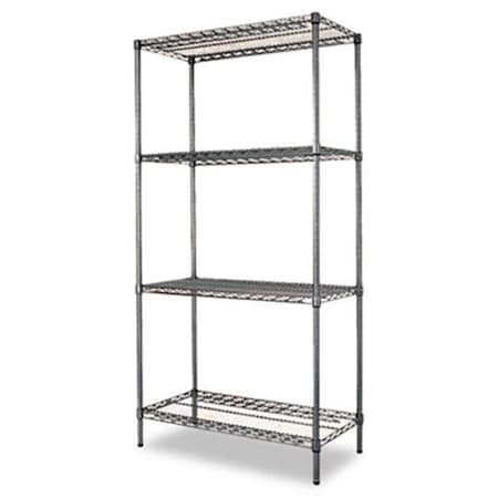 Alera Alera SW503618BA Industrial Wire Shelving Starter Kit  Four Shelves  36w x 18d x 72h  Black SW503618BA